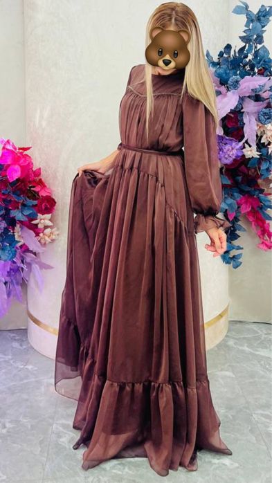 Коричневый платье в пол
