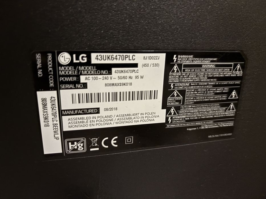 LG Smart TV 43UK6470PLC – 43 инча, 4K UHD резолюция, HDR, Wi-Fi