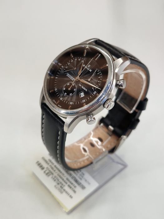 Ceas Edox Les Vauberts Chronographe Retrograde 01501 Quartz Curea Piele Garantie!#62950