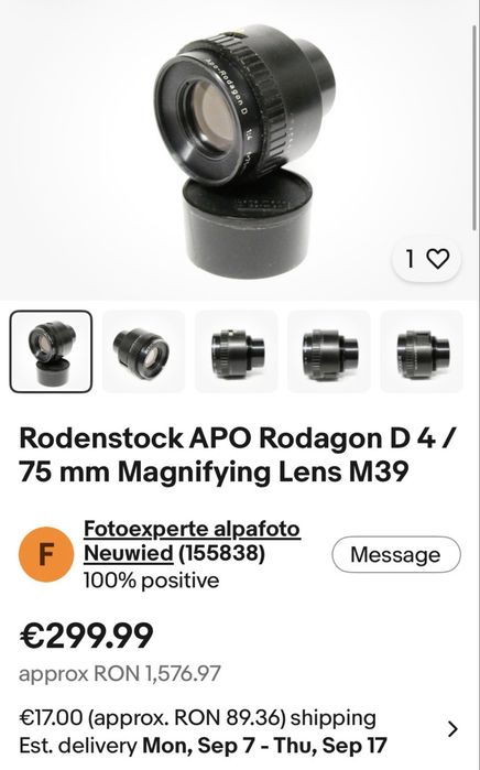 Obiectiv Foto Rodenstock APO Rodagon D4 / 75mm Olympus Japan