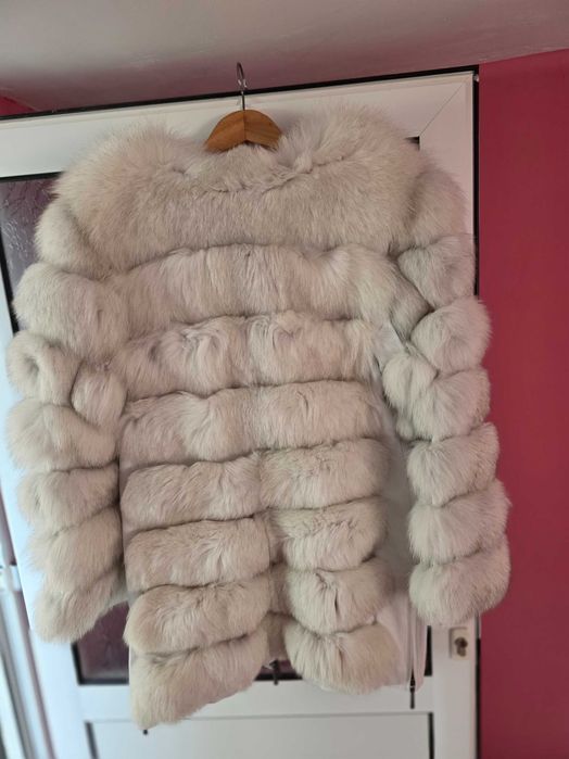 Палто 3в 1 от естествена кожа и пух от лисица! Размер с/м