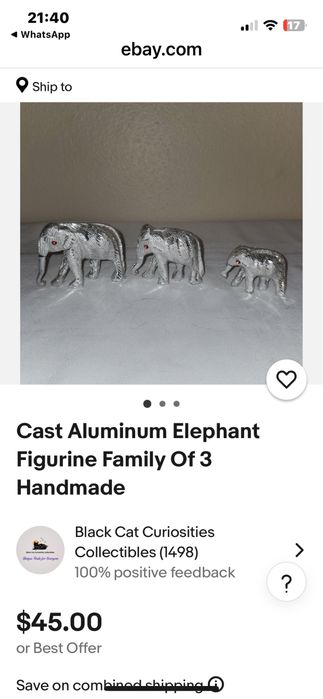 Антикварни декоративни фигурки на слонове изработени от герм. сребро