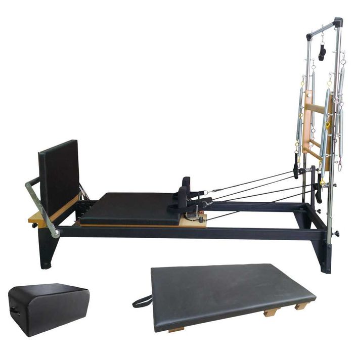 Vand aparate Reformer Pilates profesional cu turn, metal negru – aproape nou