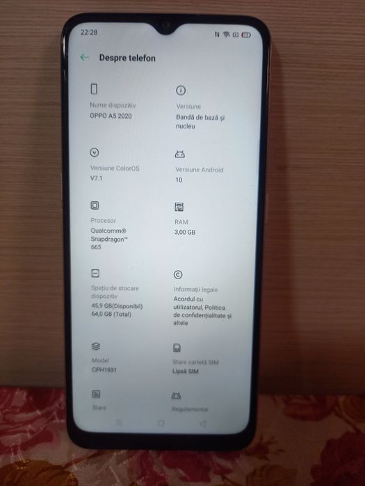 Oppo A5 2020 64 cu 3gb ram