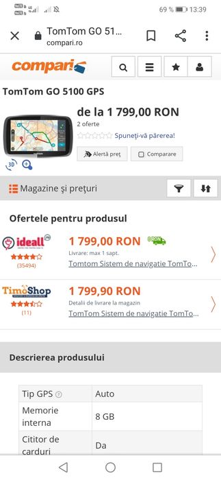 Sistem de navigatie TomTom GO 5100, diagonala 5", World Maps + Actuali