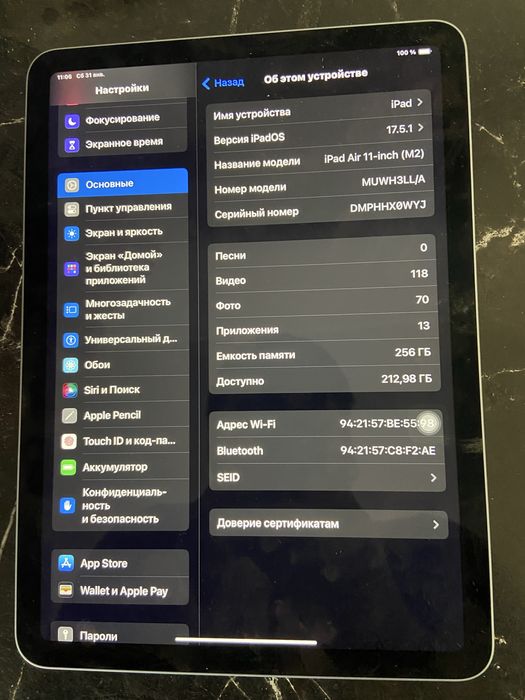Ipad air 11 dyum m2 sotiladi yangi turibti