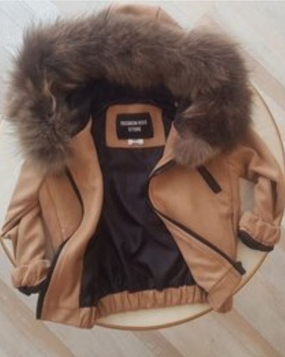 Детски комплект яке с естествен пух и панталон