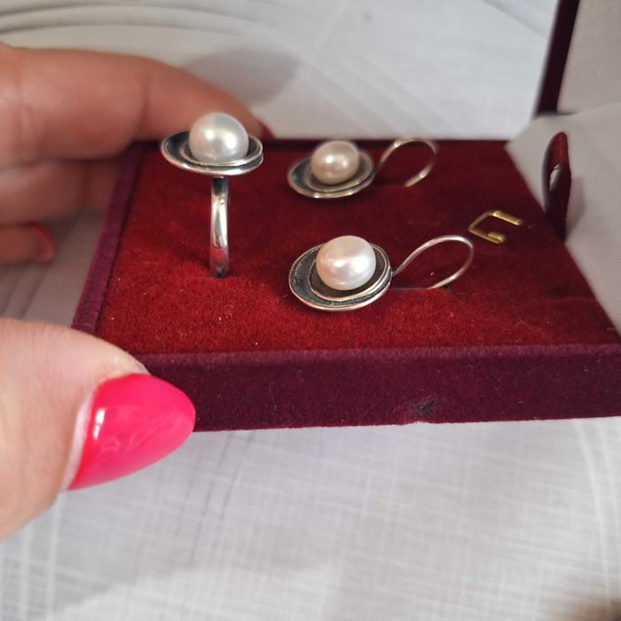 Сребърен комплект с перла