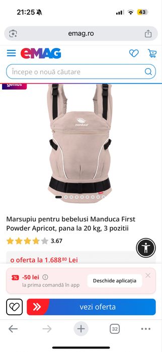 Vand sistem purtare bebelus Manduca First