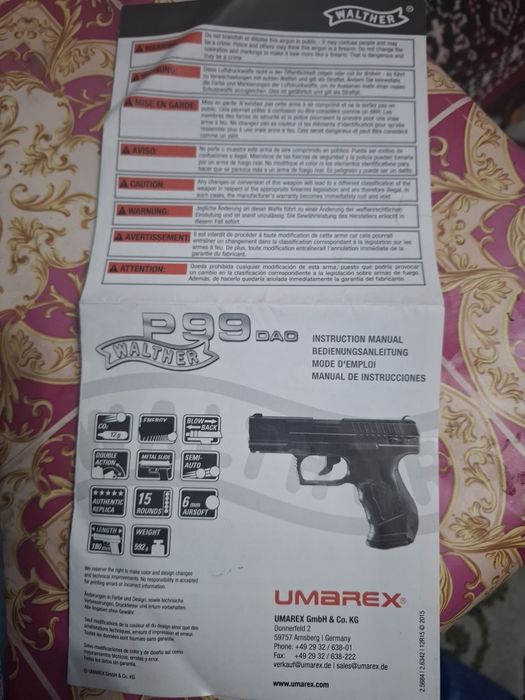 Pistol air soft Walther P 99 cu o putere de 4 Joules