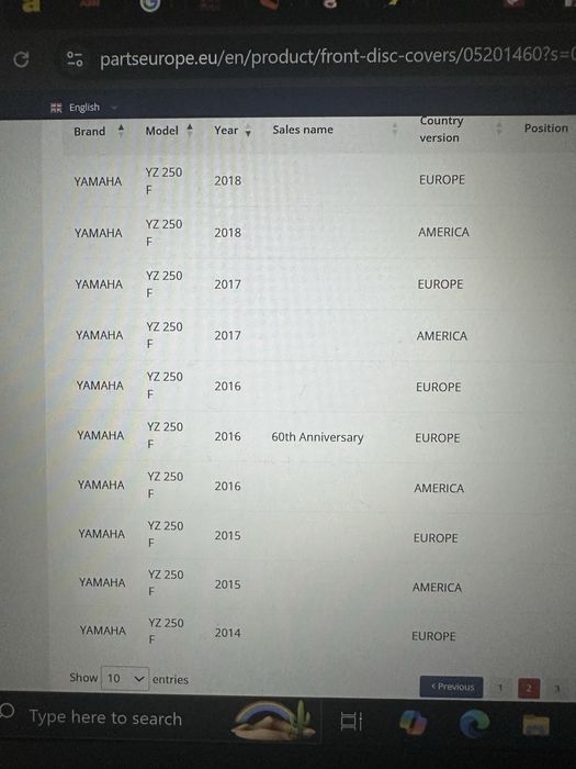 Protectie disc frana fata Yamaha YZ