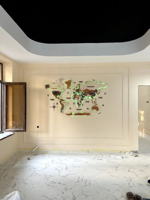 3Д карта Мира, 3D Dunyo xaritasi, Yogochli xarita