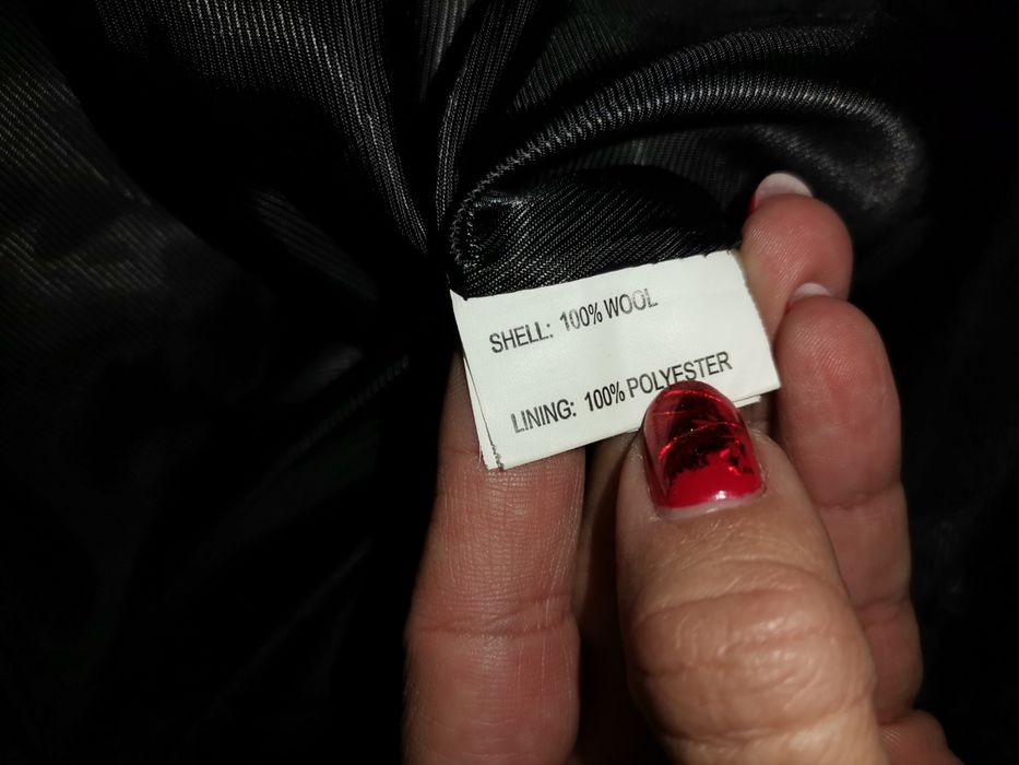 Черно палто 100% вълна и лисица