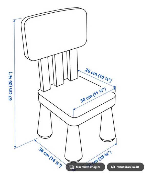 Scaun IKEA copii MAMMUT albastru din plastic