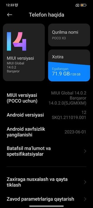 POCO X3 kafolati bilan beriladi.