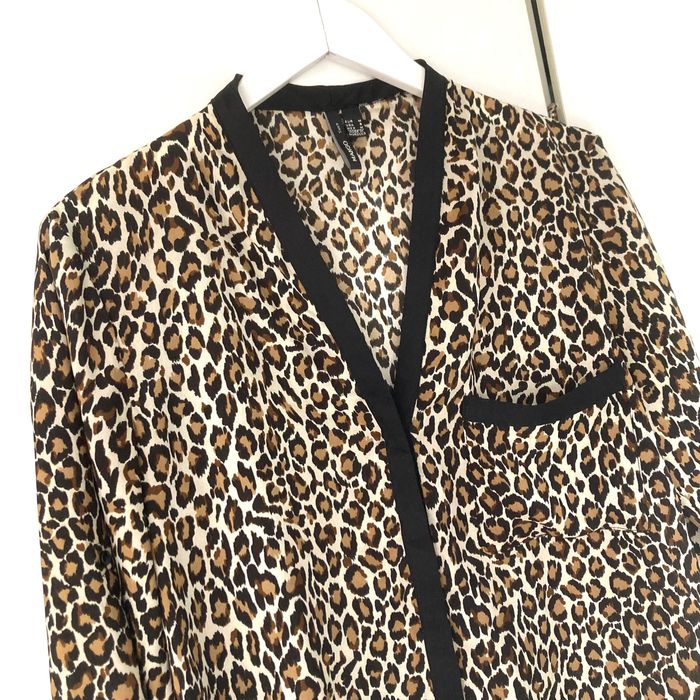 Mango леопардова дамска риза шифон леопардов принт дълъг ръкав Манго