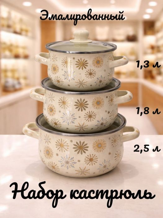 Набор эмалированных кастрюль