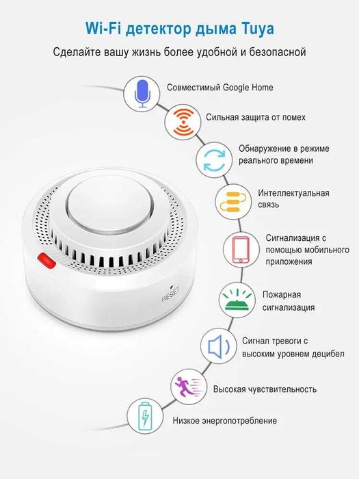 детектор дыма Tuya WiFi