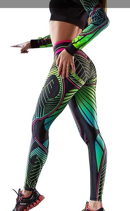 Дамски, Спортен клин, Charon Colorful, Висока талия, Повдигащ ефект