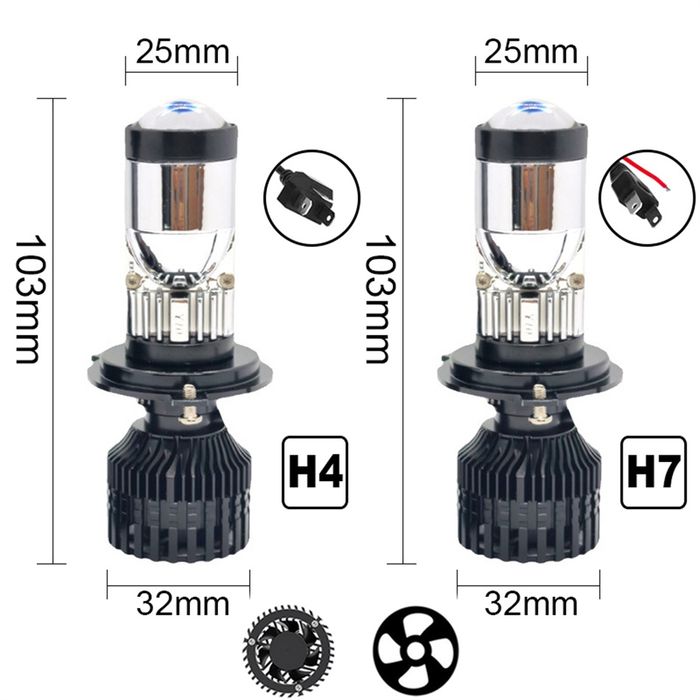 Set Becuri Led H4 cu LUPA 1" Canbus 120w 24.000 Lumeni 6000k CanBus