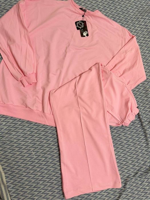 Нежно розовый комплект 2ка свободный крой весна осень спортивный хб