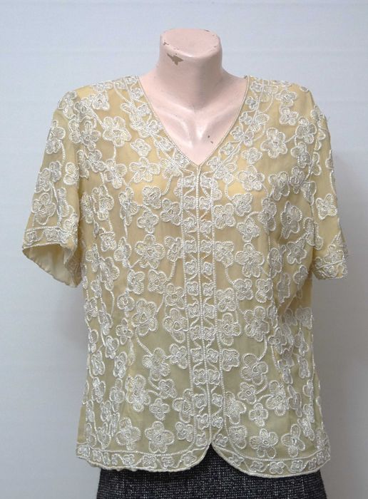 Bluza matase broderie margele marimea L