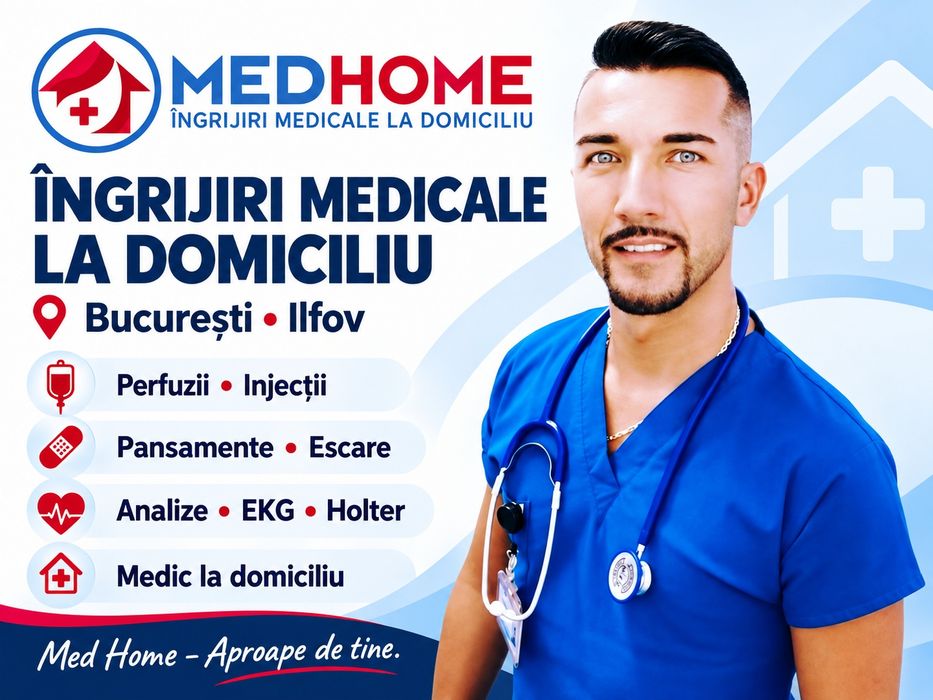 Asistent medical la domiciliu București Ilfov – Perfuzii, injecții, pansamente, analize – Med Home