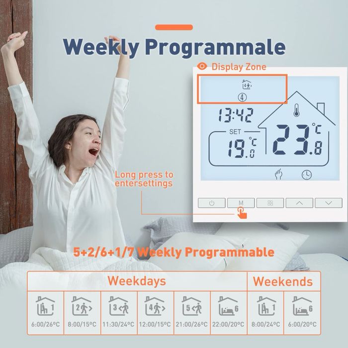 Termostat digital Beok 230V programabil incalzire pardoseala