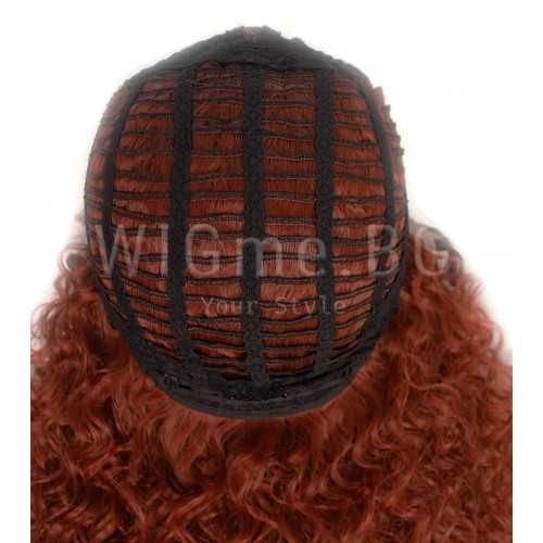 Дълга къдрава рижава лейс фронт перука Касандра