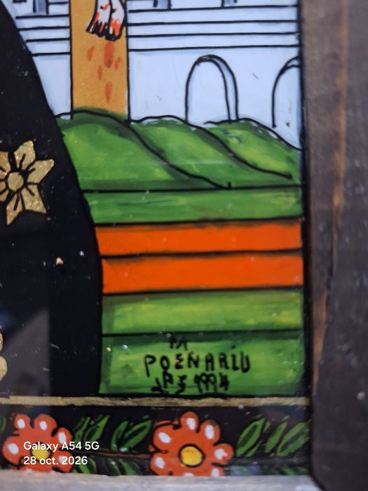 Vand icoana veche pe sticla
