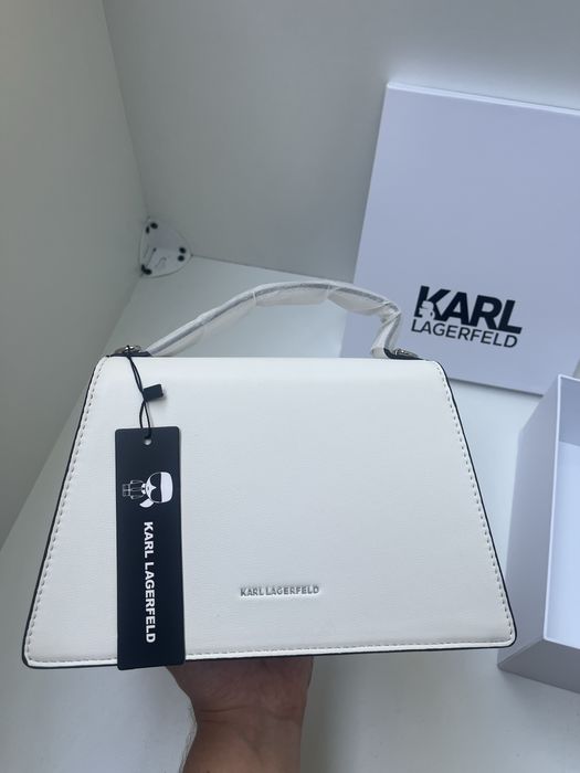 Geanta Karl Lagerfeld negru/alb/crem