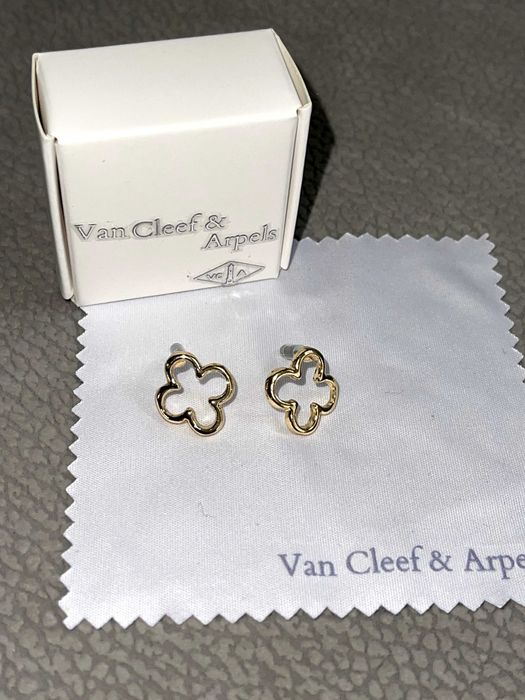 Van Cleef златни обеци неръждаем материал с кутия детелина бижу златни