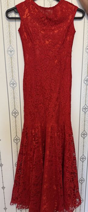 Красное вечернее платье «рыбка» 36 размер