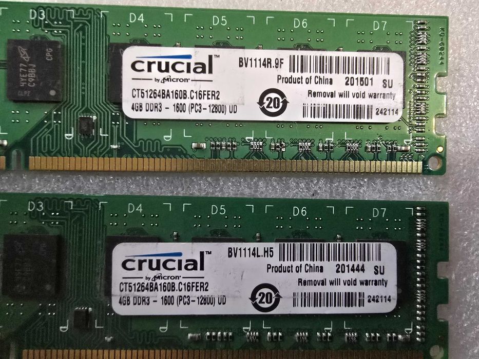 Memorie RAM desktop Crucial 4GB PC3-12800 DDR3 1600MHz non-ECC CL11