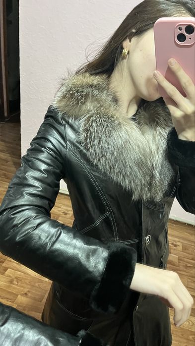Кожаная дубленка с натуральном мехом