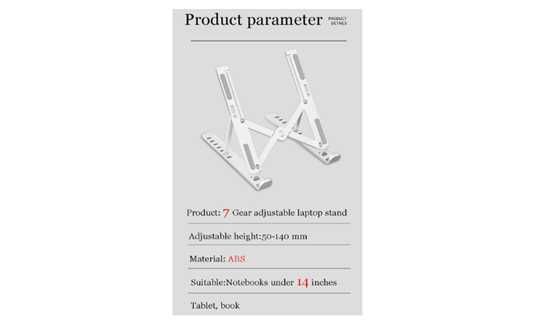 Ергономична стойка за лаптоп, Сгъваема подложка за лаптоп до 14 инча