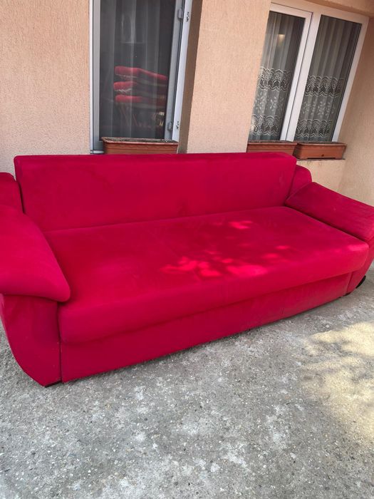 Canapea extensibila material textil cu lada depozitare