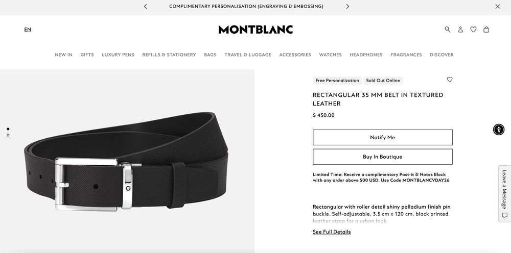 Curea Montblanc Paladiu MB 126028