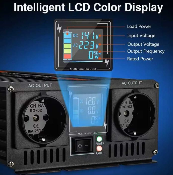 Invertor Moexsiac, sinus pur, 6000W, 24V sau 48V 220V, dubla priza EU