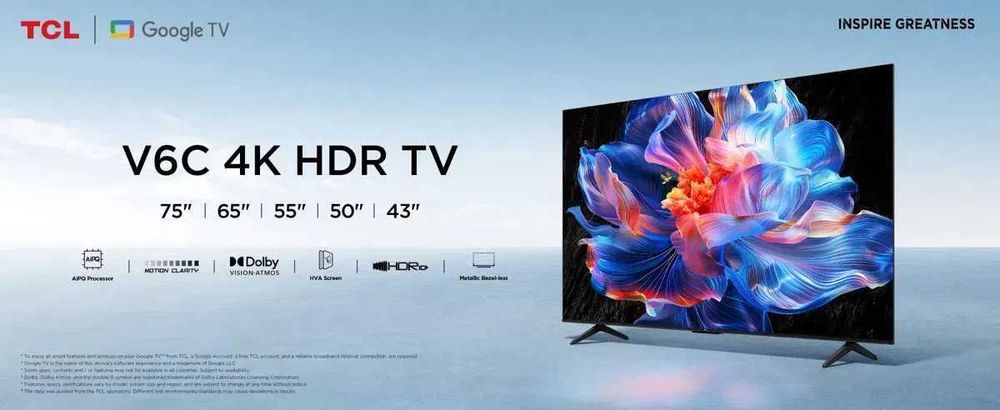Телевизор TCL 55 V6C LED 4K 60hz Google TV голосовой управления есть!!