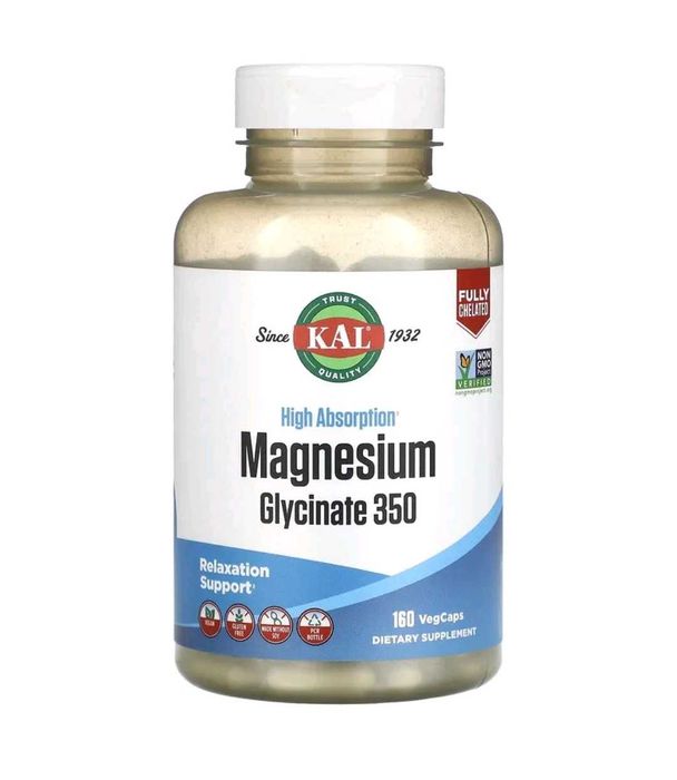 Kal magnesium Glysinate.  Глицинат магния 350mg 160  капсул