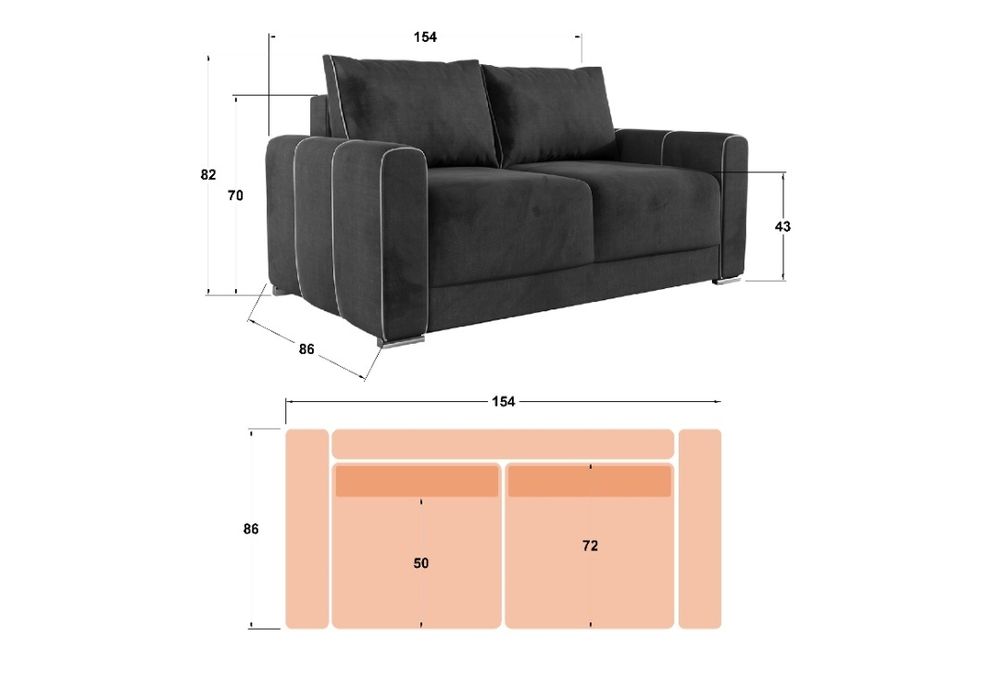 Канапе двойка ново