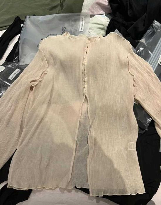 Plus Size Дамска риза слонова кост,лека материя, дълъг ръкав с копчета