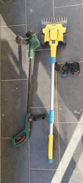 Trimmer Bosch + Foarfecă gazon Gloria cu acumulator