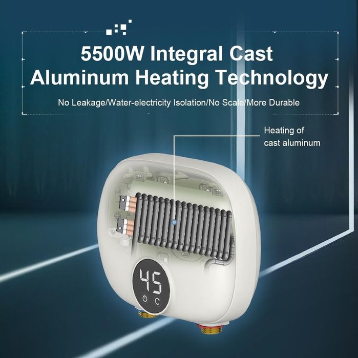 Електрически бойлер Briwellna с моментен нагревател, 5.5 kW, 220 V, ми