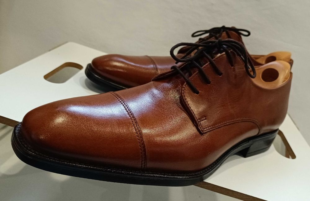 Pantofi derby 46.5 47 cap toe Lav. Artigianale NOI piele naturala moal