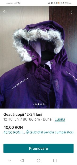 Geacă copii 12-24 luni