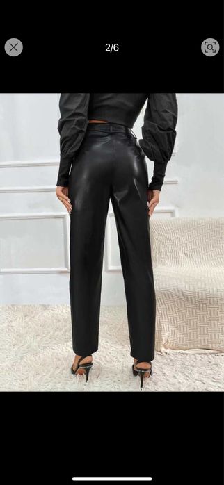 Кожен панталон висока талия