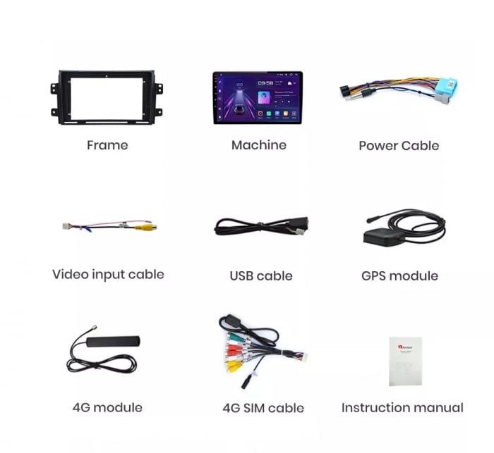 Navigatie Android Suzuki SX-4 ,  Carplay Youtube Waze + Camera