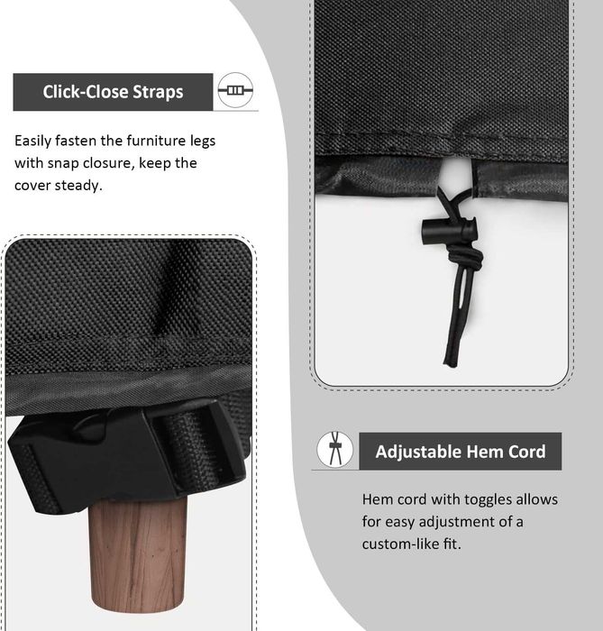 НОВ! Водоустойчив калъф за градински мебели 170x94x74 см – 420D, черен